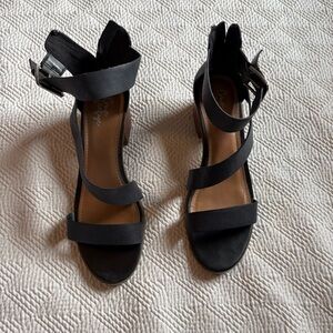 Crown Black Strappy Heels